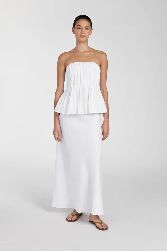 TYRA WHITE LINEN MIDI SKIRT Women DISSH Midi