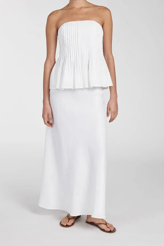 TYRA WHITE LINEN MIDI SKIRT Women DISSH Midi