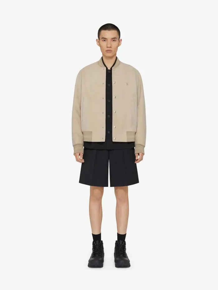 Varsity Jacket In Grained Nubuck With 4g Detail Beige Men Givenchy Coats and Jackets