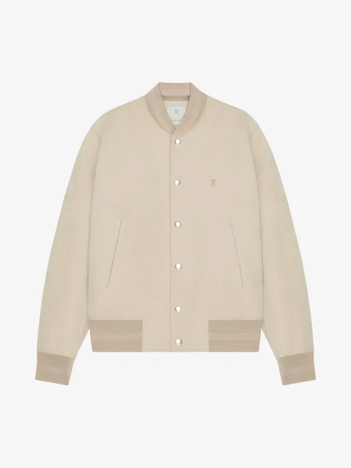 Varsity Jacket In Grained Nubuck With 4g Detail Beige Men Givenchy Coats and Jackets