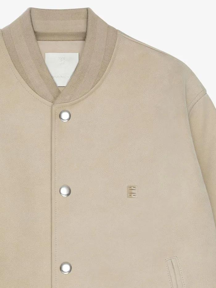 Varsity Jacket In Grained Nubuck With 4g Detail Beige Men Givenchy Coats and Jackets