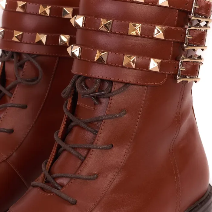 Vinci Leather Boots and Booties The Doncaster Brown Leather LaceUp Mid Calf Boot With A Side Zipper 8211 Women