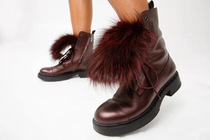 Vinci Leather Boots and Booties The Kajapati Burgundy Leather Natural Fur Mid Calf Boot 8211 Women