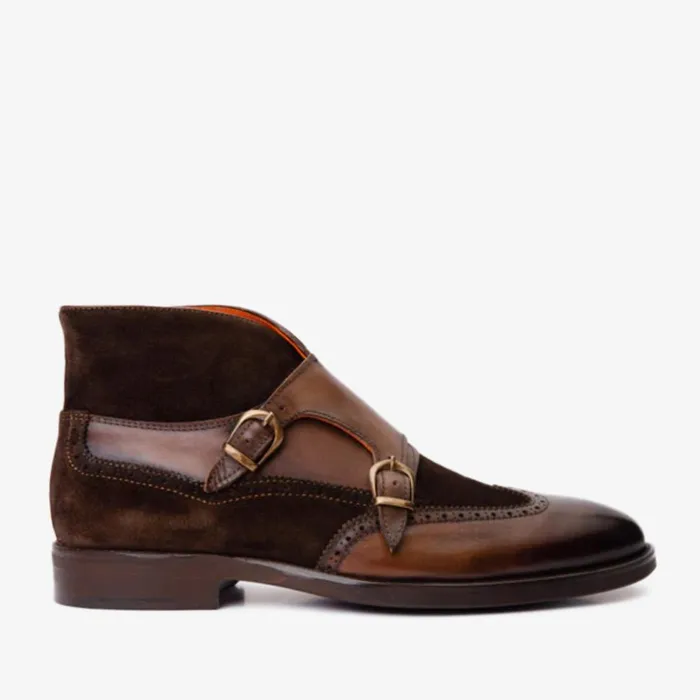 Vinci Leather Boots The Albus Brown Leather and Suede Double Strap Monk Brogue Boot 8211 Men Vinci Leather Boots The Albus Brown Leather and Suede Double Strap Monk Brogue Boot 8211 Men