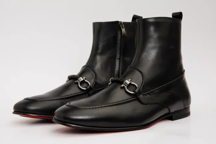 Vinci Leather Boots The Baron Black Bit ZipUp Dress Boot 8211 Men
