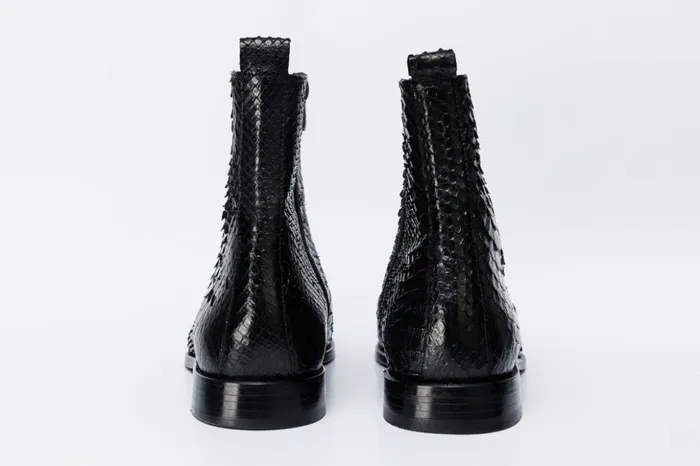 Vinci Leather Boots The Boss Black Pythn Snk ZipUp Leather Boot Limited Edition 8211 Men