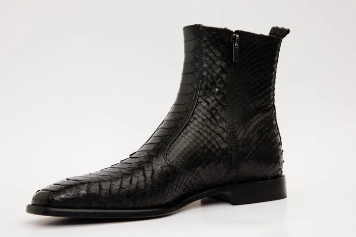 Vinci Leather Boots The Boss Black Pythn Snk ZipUp Leather Boot Limited Edition 8211 Men