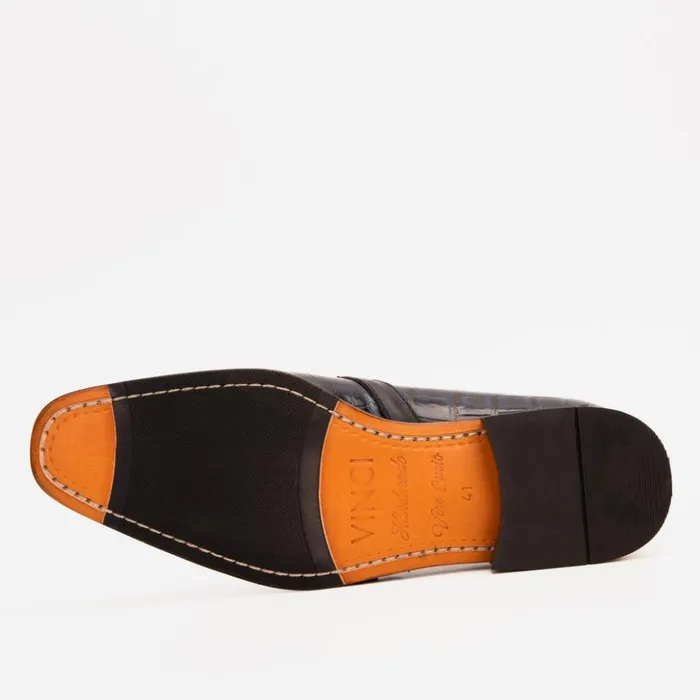 Vinci Leather Dress Shoes The Strat Single Monk Strap Cap Toe Navy Leather Handmade Shoe 8211 Men