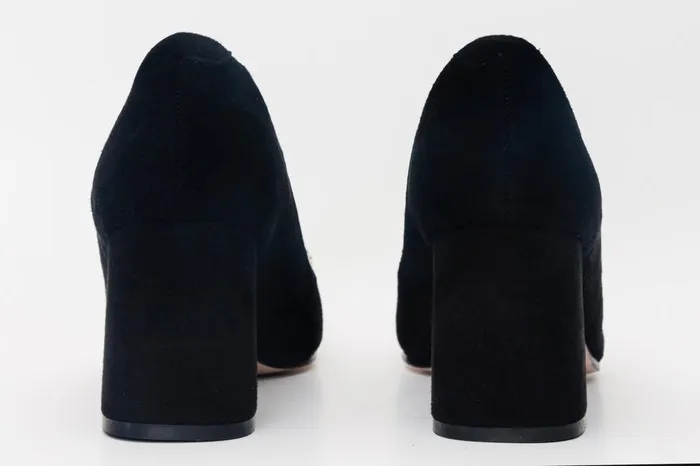 Vinci Leather Heels The California Black Suede Leather Block Heel Pump Shoe 8211 Women
