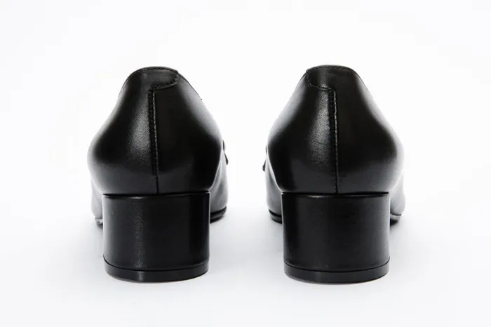Vinci Leather Heels The Delhi Black Leather Block Heel Pump Shoe 8211 Women