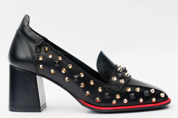 Vinci Leather Heels The Infanta Black Spike Leather Block Heel Pump Shoe 8211 Women Vinci Leather Heels The Infanta Black Spike Leather Block Heel Pump Shoe 8211 Women