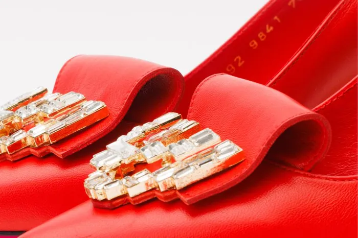 Vinci Leather Heels The Love Red Leather Block Heel Pump Shoe 8211 Women