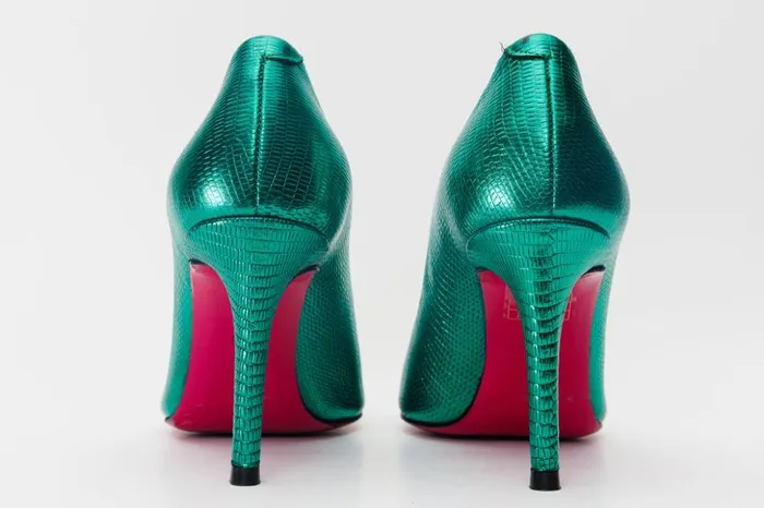 Vinci Leather Heels The Maple Green Leather Pump Fuchsia Sole Shoe 8211 Women