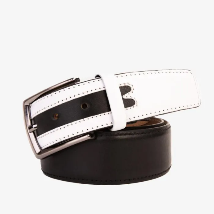 Vinci Leather Leather Belts The Neiva BlackWhite Leather Belt 8211 Men