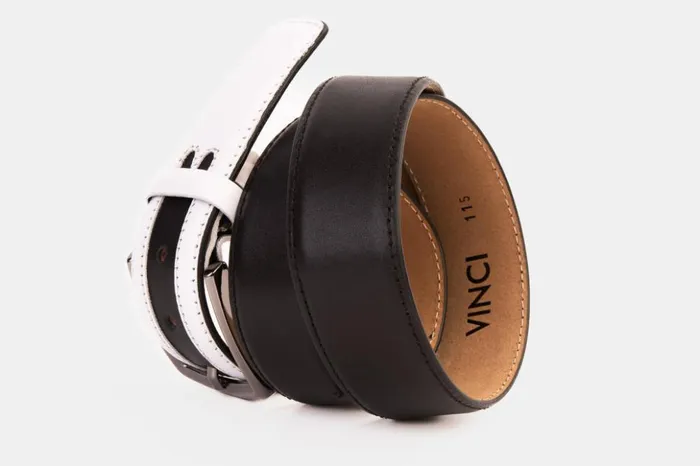 Vinci Leather Leather Belts The Neiva BlackWhite Leather Belt 8211 Men