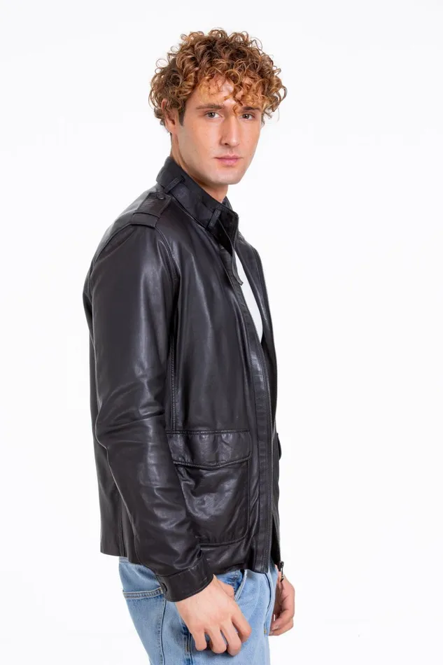 Vinci Leather Leather Jackets The Karabanchel Navy Blue Leather Jacket 8211 Men