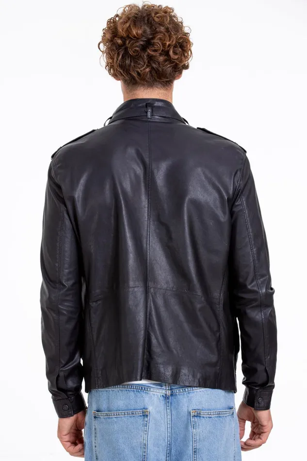 Vinci Leather Leather Jackets The Karabanchel Navy Blue Leather Jacket 8211 Men