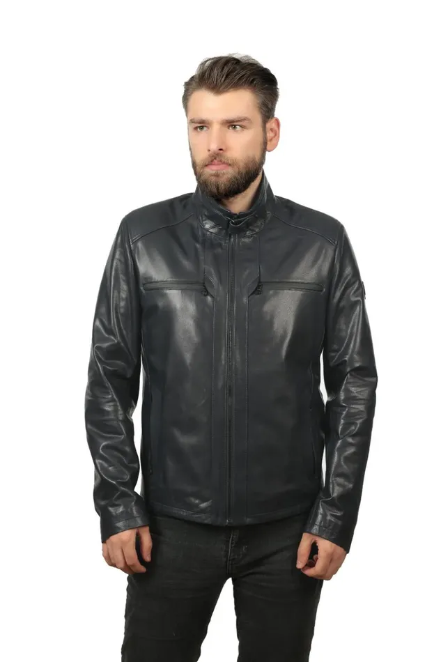 Vinci Leather Leather Jackets The Leroy Navy Blue Leather Jacket 8211 Men