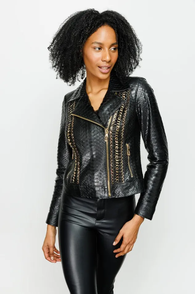 Vinci Leather Leather Jackets The Nayro Pythn Black Leather Jacket 8211 Women