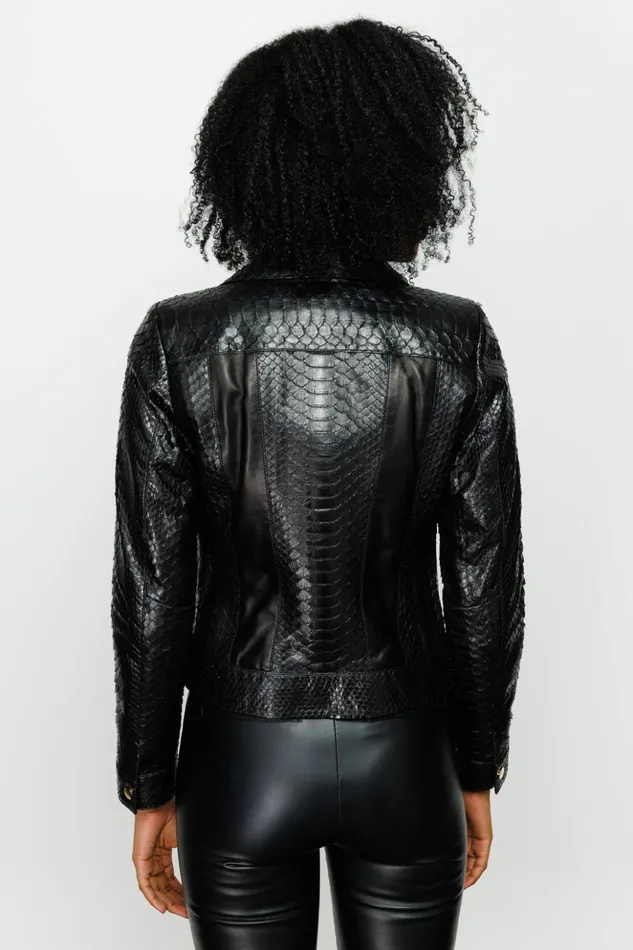 Vinci Leather Leather Jackets The Nayro Pythn Black Leather Jacket 8211 Women