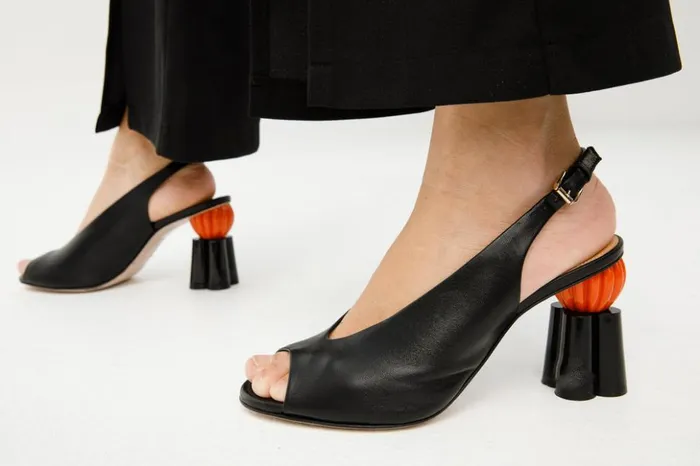 Vinci Leather Sandals The Cimla Pumpkin Heel Black Leather Sandal 8211 Women