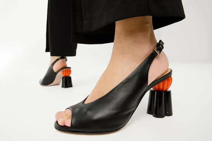 Vinci Leather Sandals The Cimla Pumpkin Heel Black Leather Sandal 8211 Women