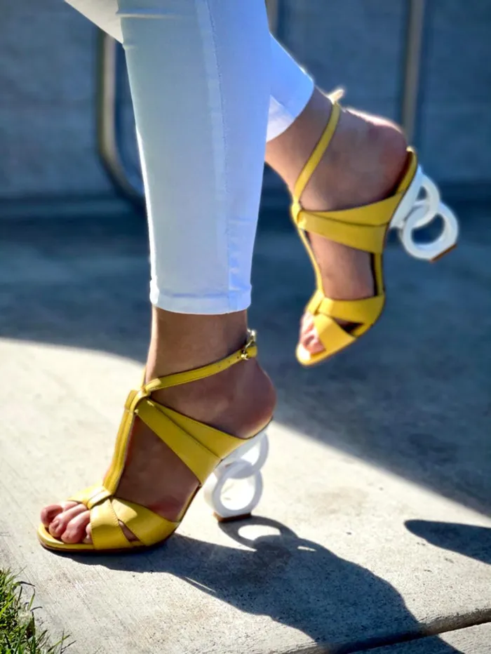Vinci Leather Sandals The Duffryn Yellow TStrap Leather Sandal 8211 Women