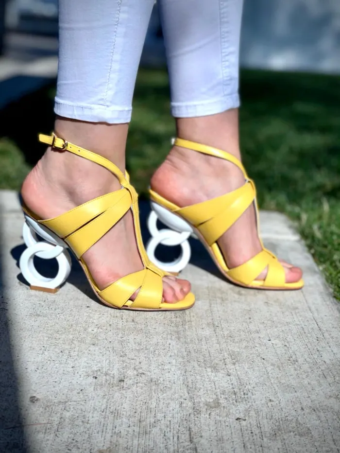 Vinci Leather Sandals The Duffryn Yellow TStrap Leather Sandal 8211 Women