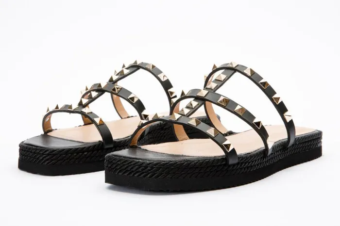 Vinci Leather Sandals The Seul Black Leather Multi Strap Flat Sandal 8211 Women
