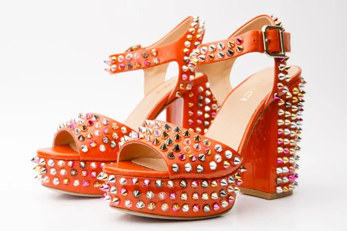 Vinci Leather Sandals The Tampico Orange Patent Leather Spike Platform Heel Sandal 8211 Women