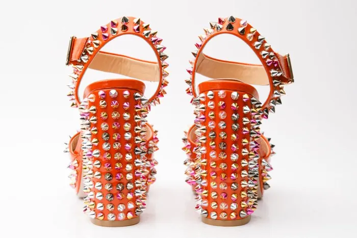 Vinci Leather Sandals The Tampico Orange Patent Leather Spike Platform Heel Sandal 8211 Women