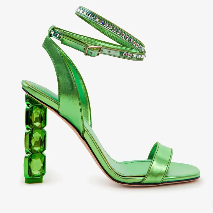 Vinci Leather Sandals The Torola Green Stony Heel Leather Sandal 8211 Women