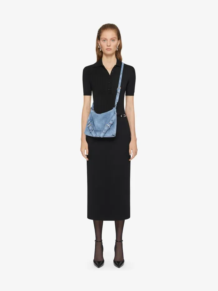 Voyou Crossbody Bag In Washed Denim Medium Blue Women Givenchy Crossbody Bags