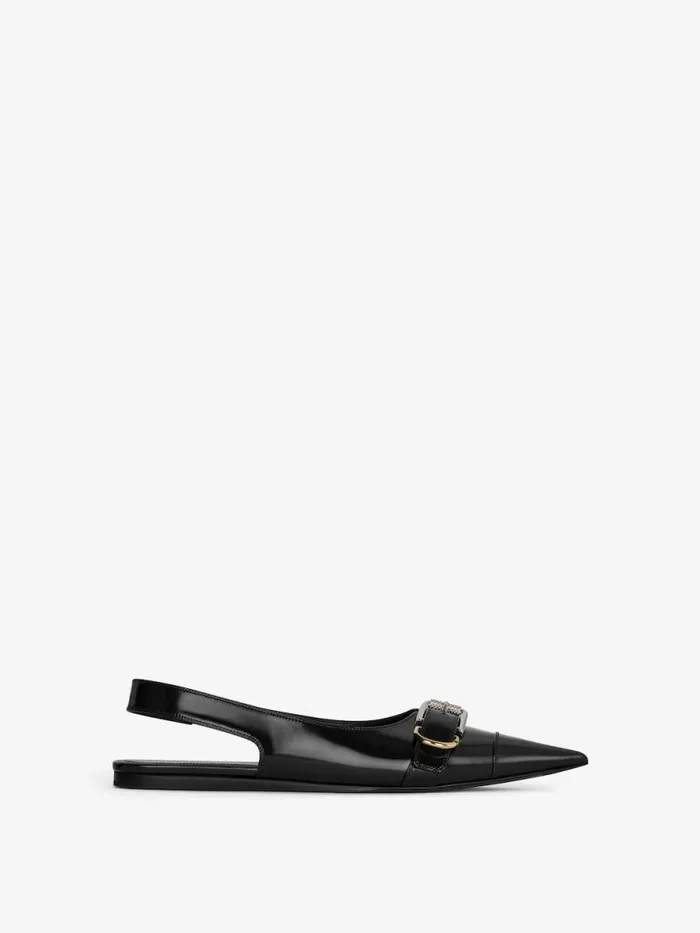 Voyou Flat Slingbacks In Leather Black Women Givenchy Slides and Sandals