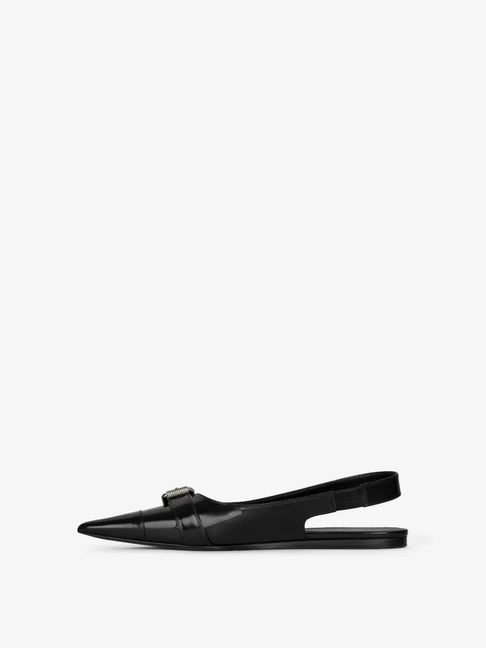 Voyou Flat Slingbacks In Leather Black Women Givenchy Slides and Sandals