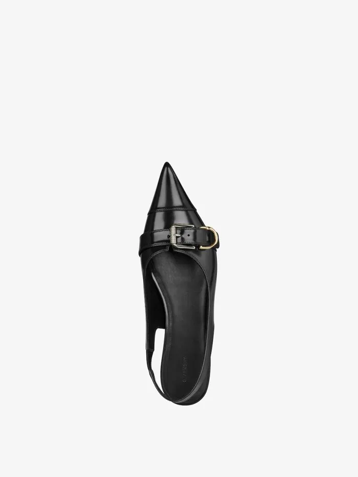 Voyou Flat Slingbacks In Leather Black Women Givenchy Slides and Sandals