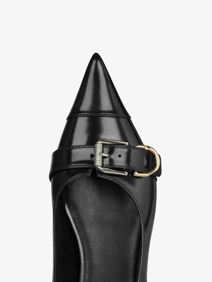 Voyou Flat Slingbacks In Leather Black Women Givenchy Slides and Sandals