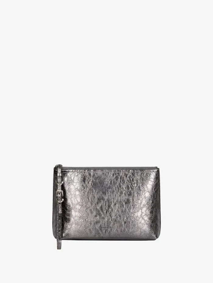 Voyou Pouch In Laminated Leather Silvery Grey Women Givenchy Wallets and Card Holders Voyou Pouch In Laminated Leather Silvery Grey Women Givenchy Wallets and Card Holders