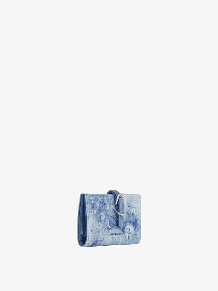 Voyou Wallet In Washed Embroidered Denim Medium Blue Women Givenchy Wallets and Card Holders