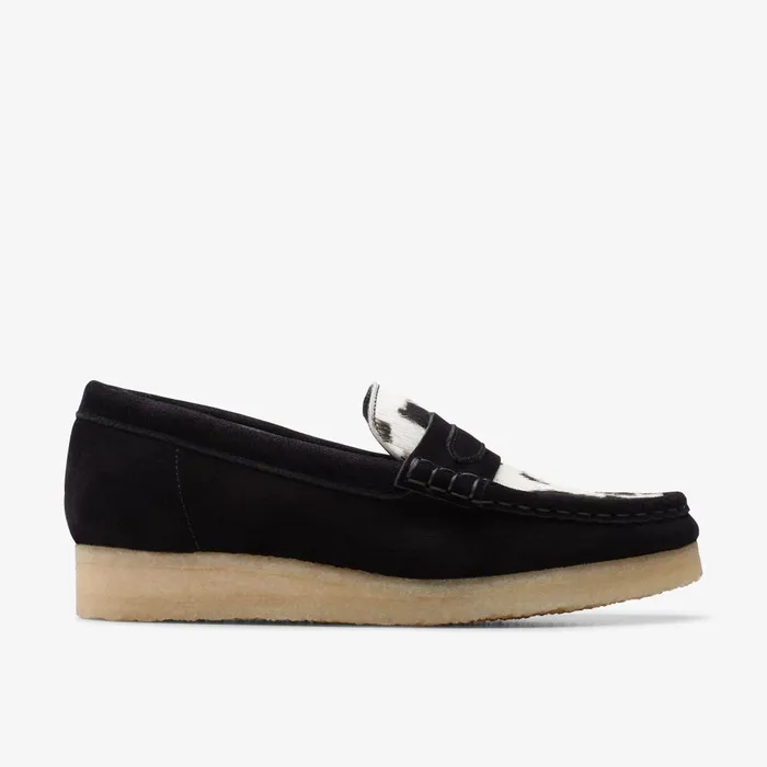 Wallabee Loafer Cow Print HairOn Women Clarks SlipOns