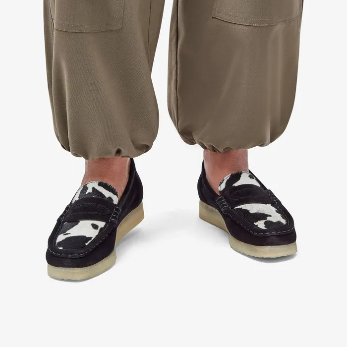 Wallabee Loafer Cow Print HairOn Women Clarks SlipOns