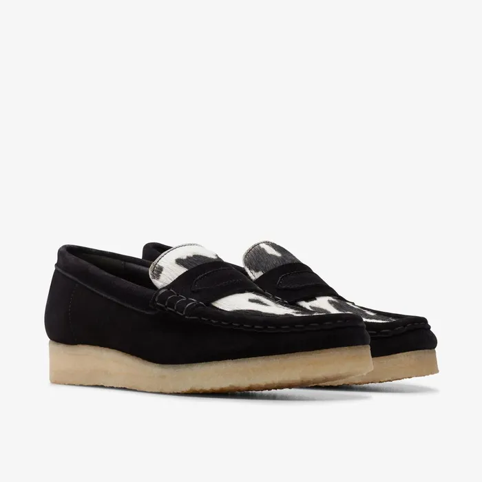 Wallabee Loafer Cow Print HairOn Women Clarks SlipOns