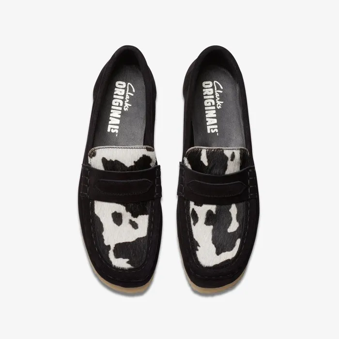 Wallabee Loafer Cow Print HairOn Women Clarks SlipOns