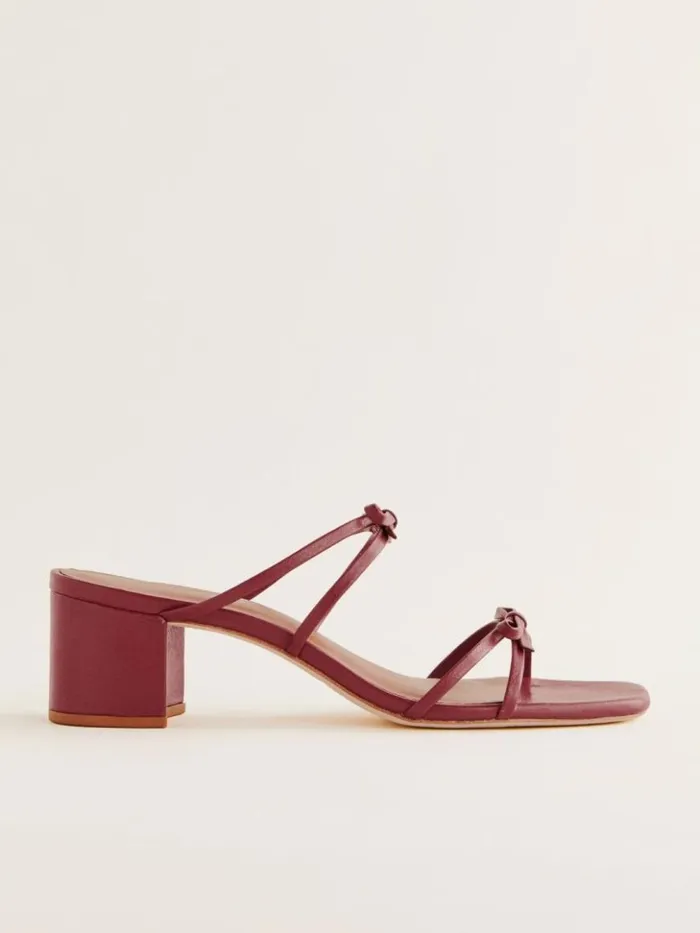 WeddingsShoes The Reformation Elodie Block Heeled Sandal Brick Red Leather