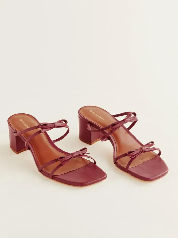 WeddingsShoes The Reformation Elodie Block Heeled Sandal Brick Red Leather