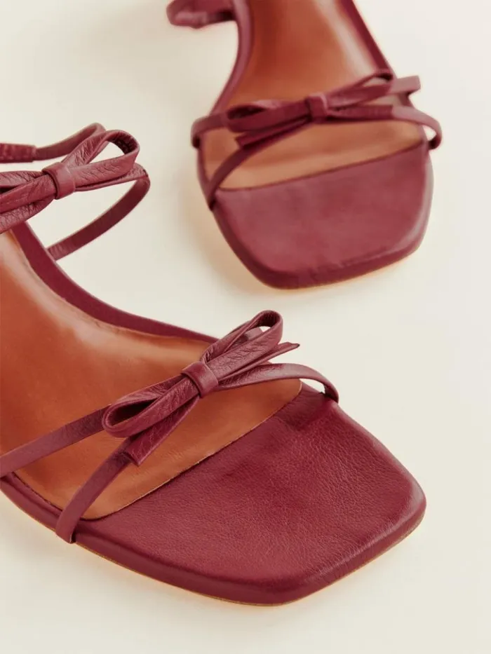 WeddingsShoes The Reformation Elodie Block Heeled Sandal Brick Red Leather