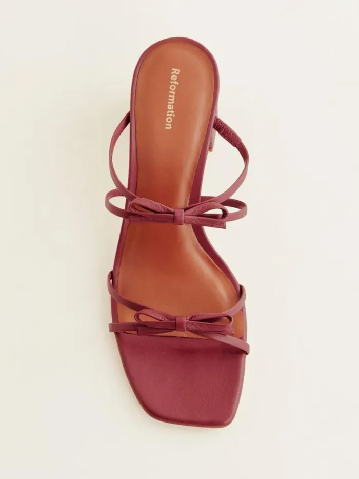 WeddingsShoes The Reformation Elodie Block Heeled Sandal Brick Red Leather
