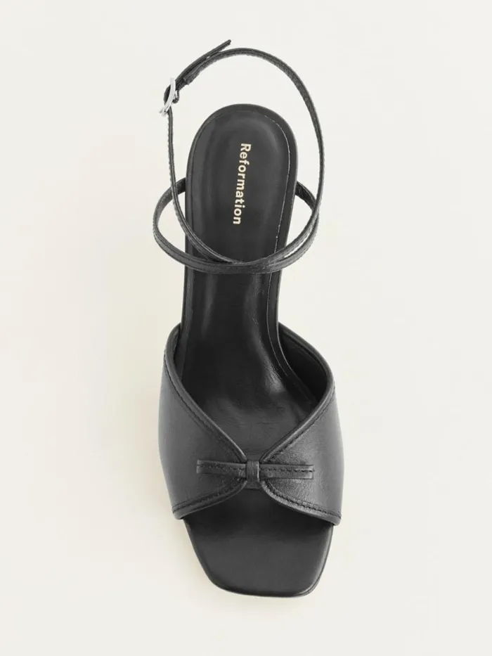 WeddingsShoes The Reformation Gene Heeled Sandal Black Leather