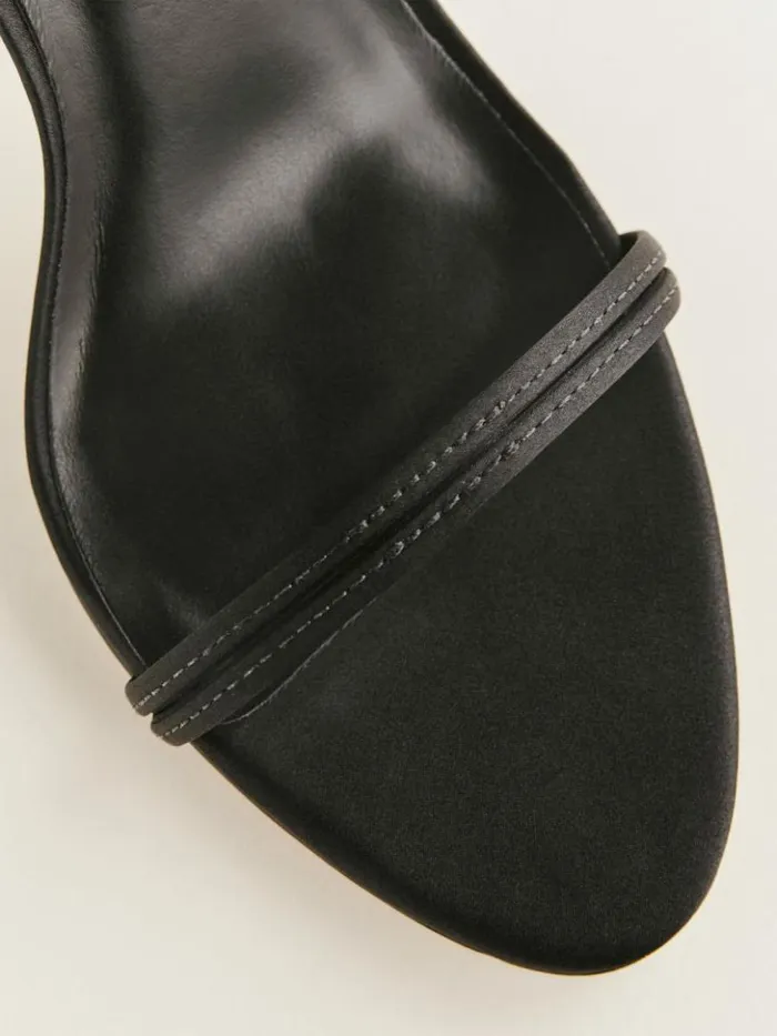 WeddingsShoes The Reformation Louisada Strappy Sandal Black Satin