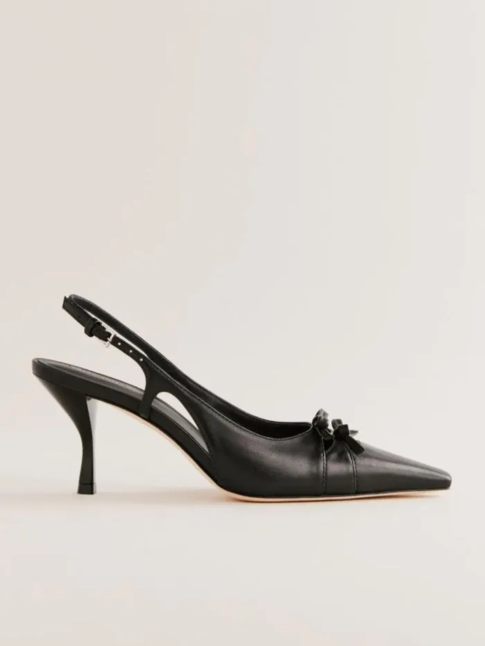 WeddingsShoes The Reformation Noreen Slingback Pump Black Leather